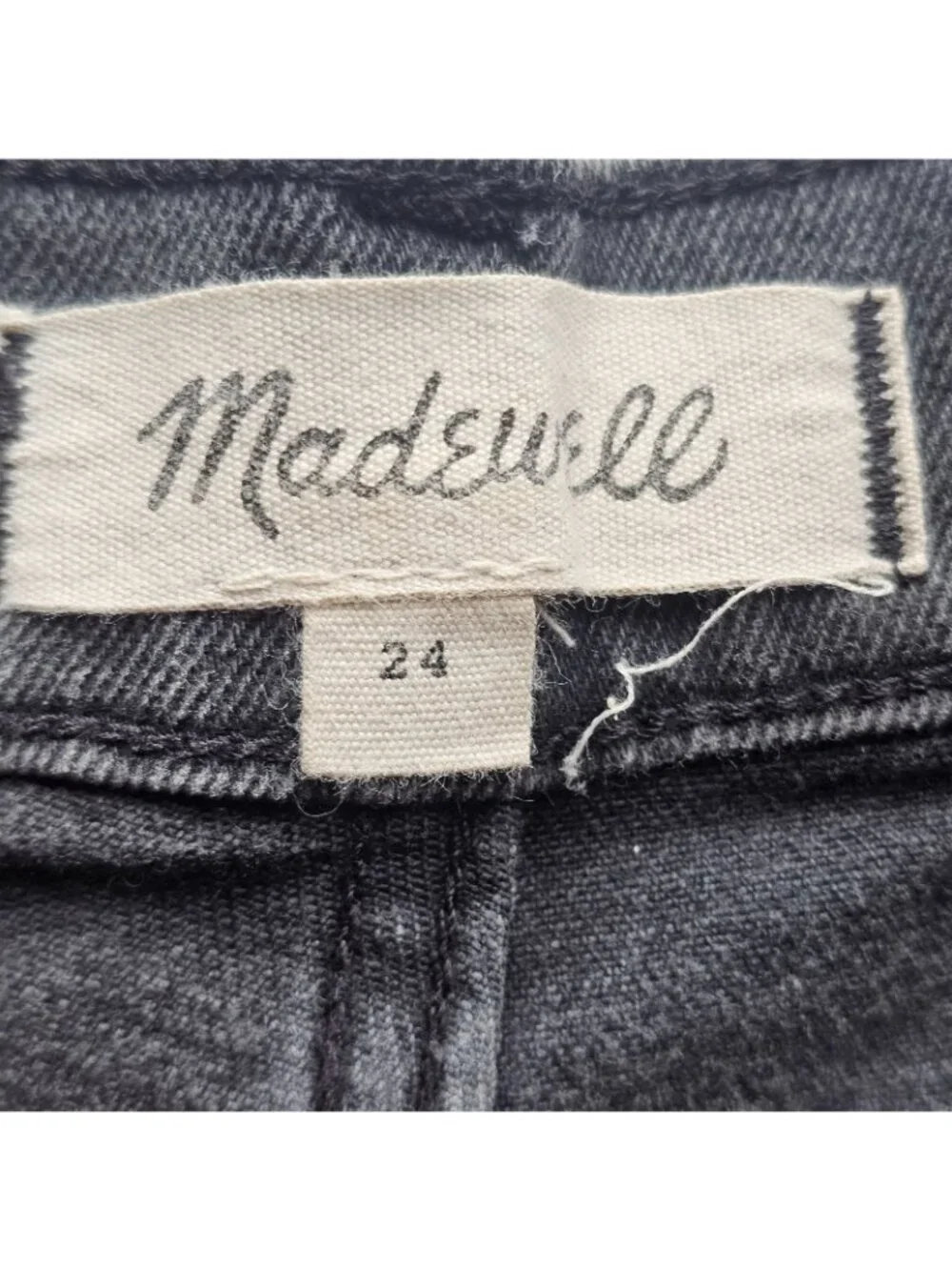 Madewell Shorts Women 24 Black Mid Rise Button Fly Raw Hem Denim Stretch Cotton - Picture 6 of 9